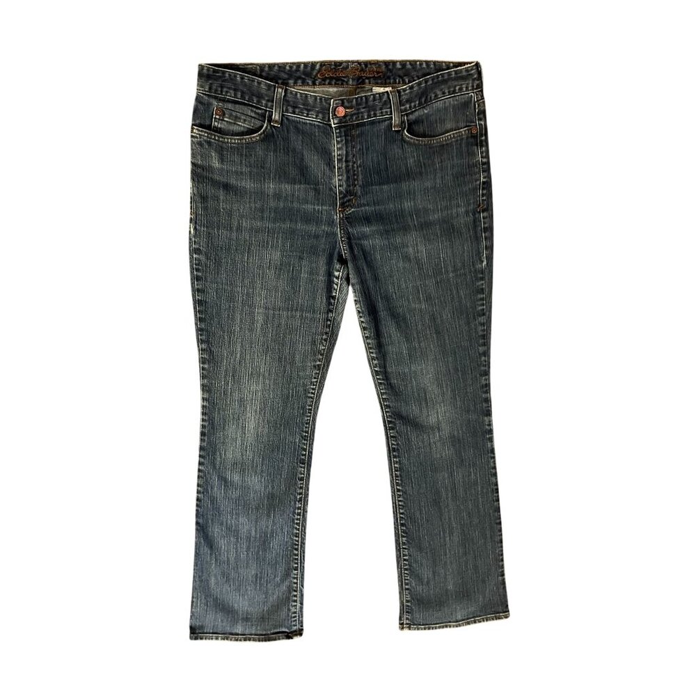 Eddie Bauer Jeans Womens 14R Blue Straight Fit Stretch Cotton Denim Used - Picture 3 of 16